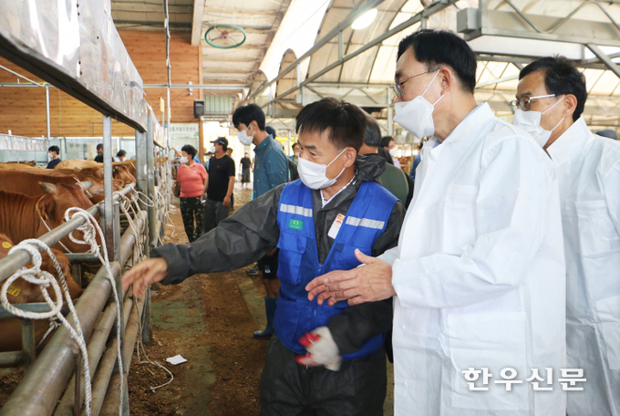 윤병태 전남 나주시장이 최근 영산포 우시장을 방문, 어려움을 겪는 축산농가의 현장 애로사항을 듣고 한우 경매시세와 수급, 거래현황 등을 살폈다.